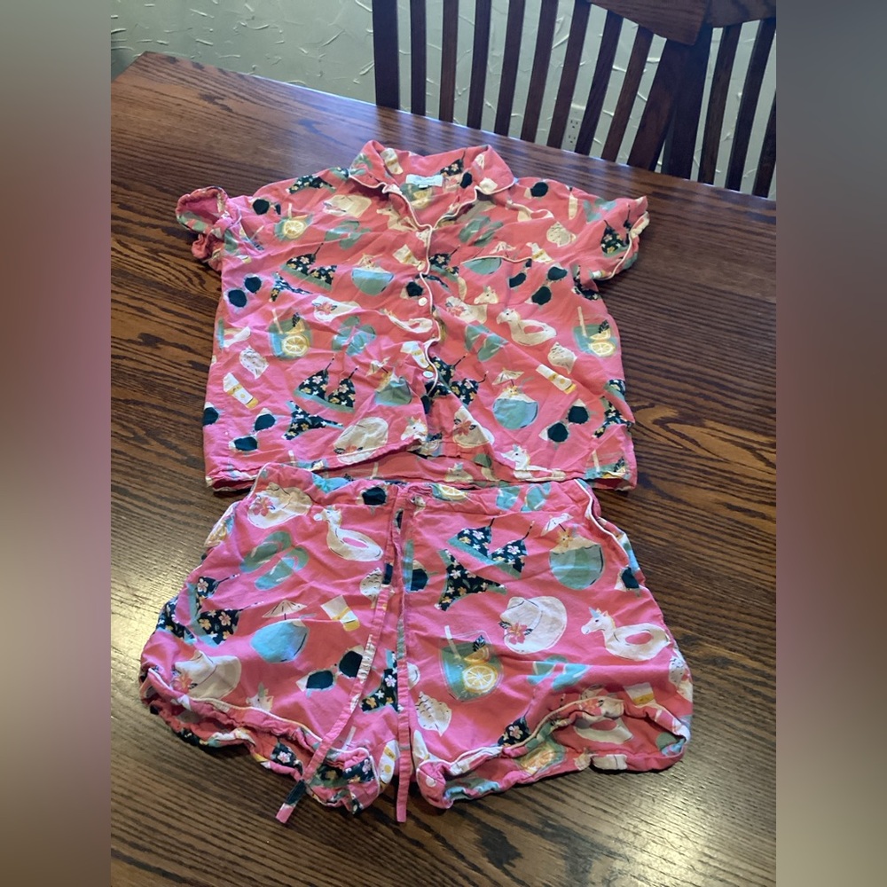 Crafted by Mahogany Pink Pajama Set with Fun Summer Pattern